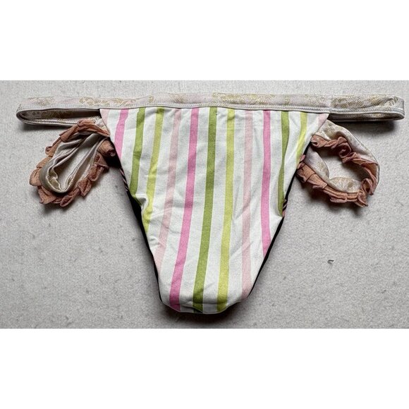 MAAJI Women Swim Bikini Bottom Sz S Reversible Lace Striped Dot Beach Pool 3-25 - Picture 5 of 7